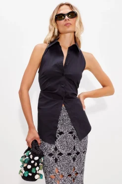 Lochloch sleeveless poplin button up