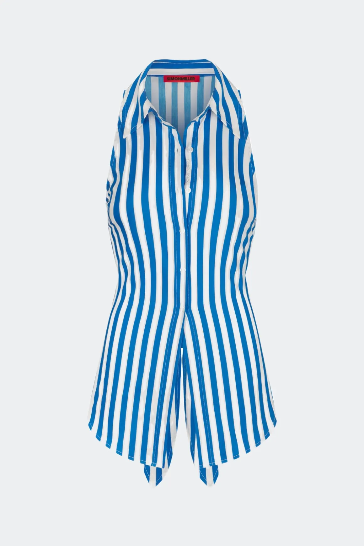Lochloch striped sleeveless poplin button up