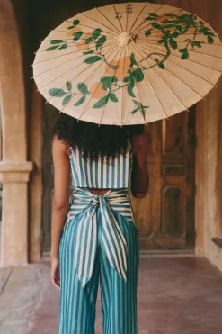 Lochloch striped sleeveless poplin button up