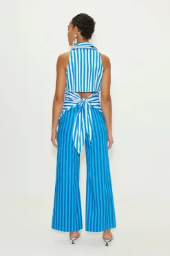 Lochloch striped sleeveless poplin button up