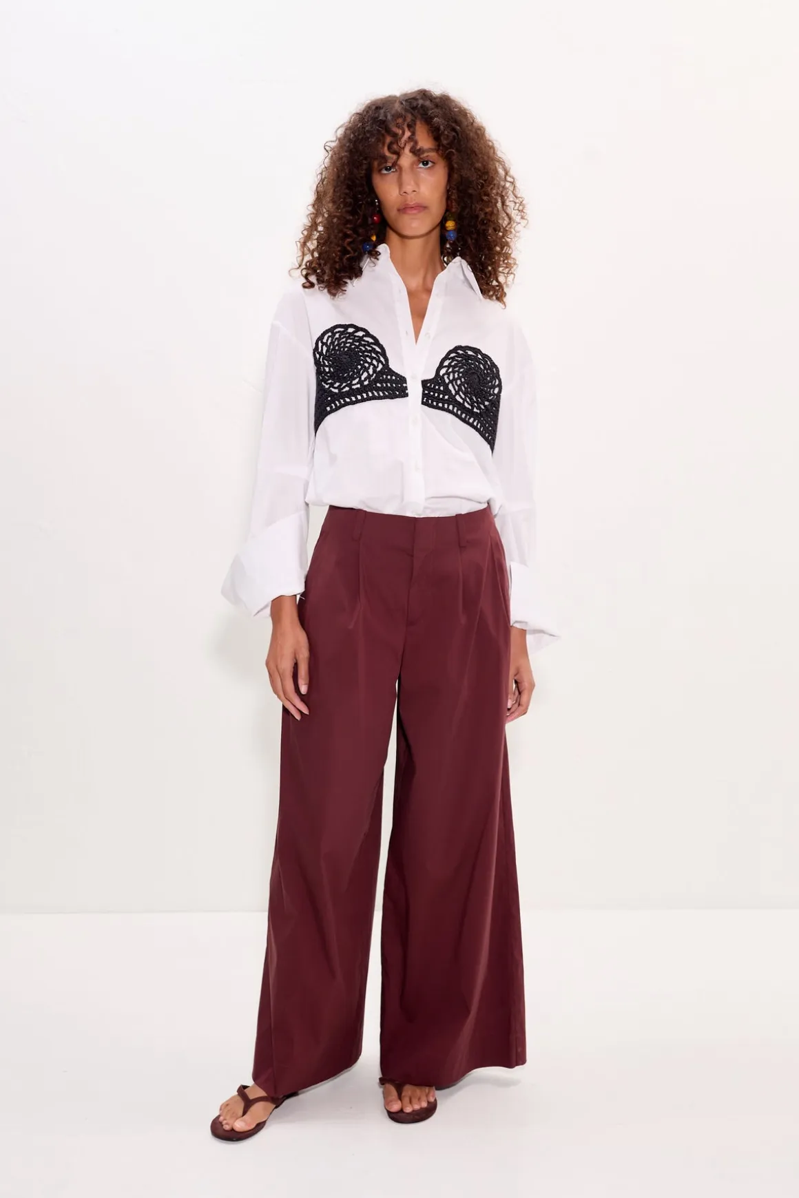 Marenmaren poplin crochet button up