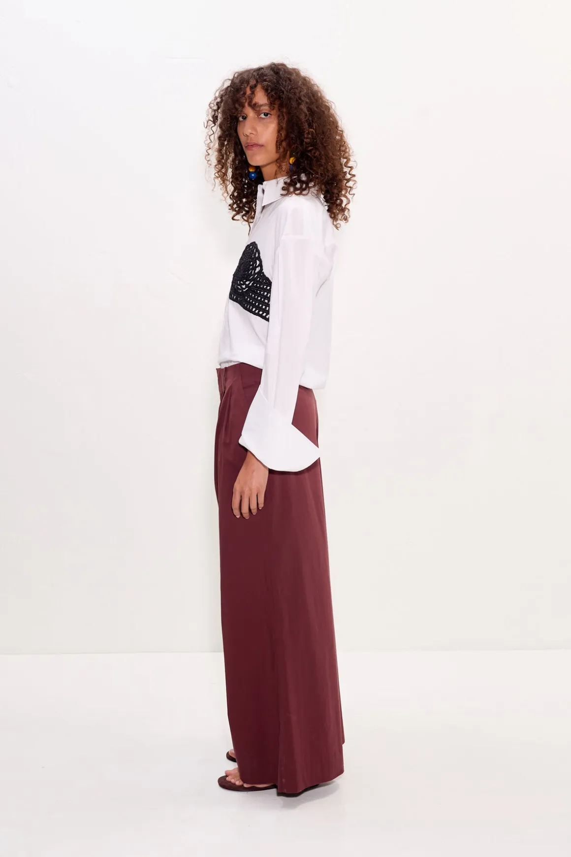 Marenmaren poplin crochet button up