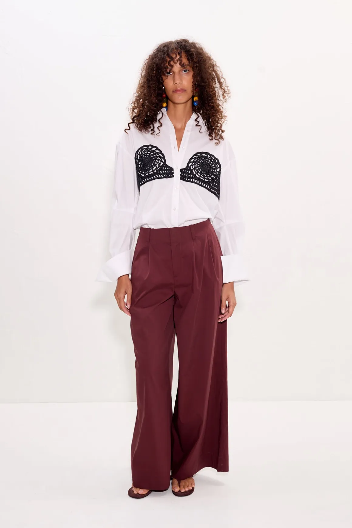 Marenmaren poplin crochet button up