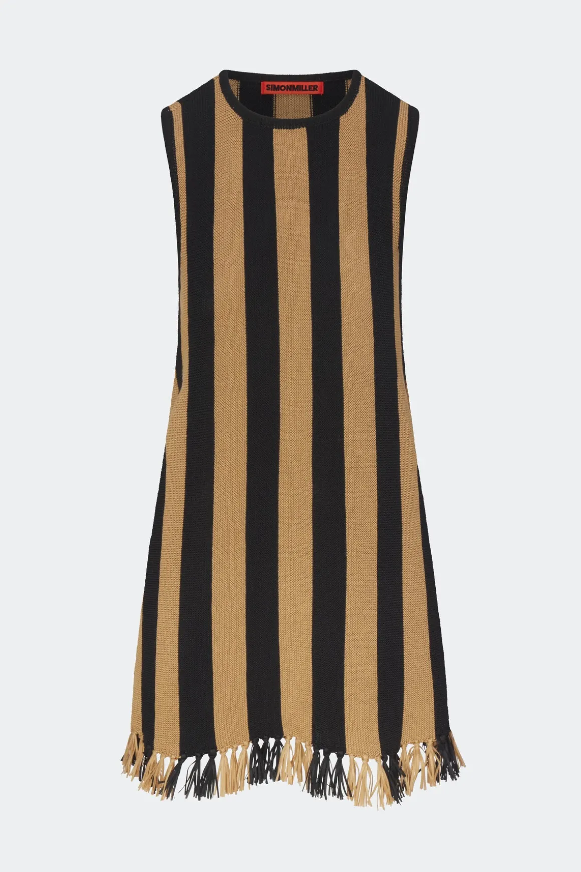 Mojimoji stripe tassel mini dress